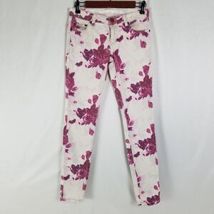 Mossimo Jeans Juniors 3 White Floral Low Rise Fit 6 Skinny Leg Denim‎ W27 x L29
